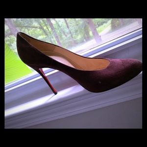 Christian Louboutin Suede Plum Burgundy heels